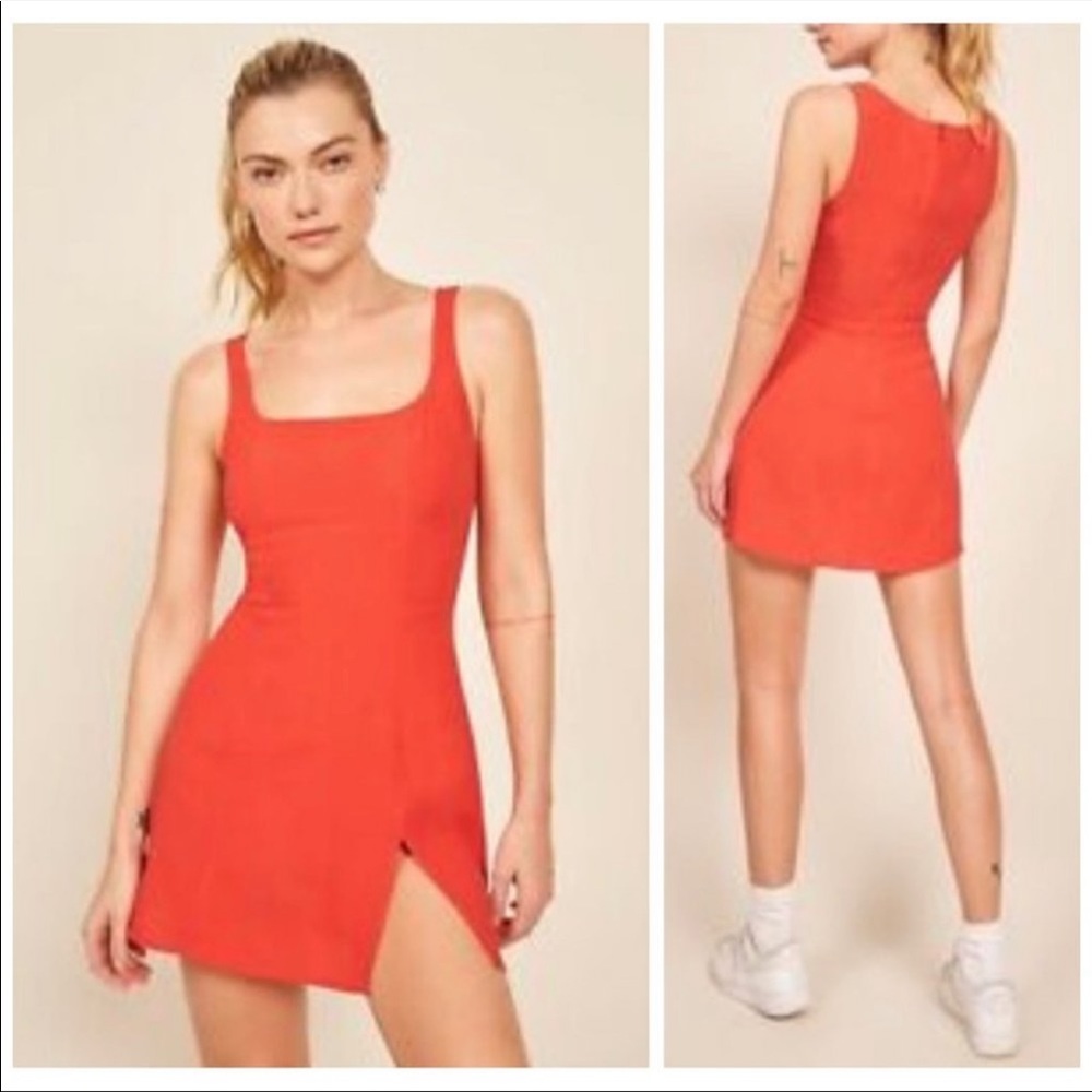 Reformation Tiegan Cherry Red Shift Mini Dress Womens Sz 10 NWT $198